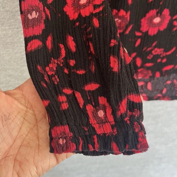 Velvet Graham Spencer Floral Top Womens XS Red Whimsigoth Witchy Romantic Blouse - Picture 4 of 12
